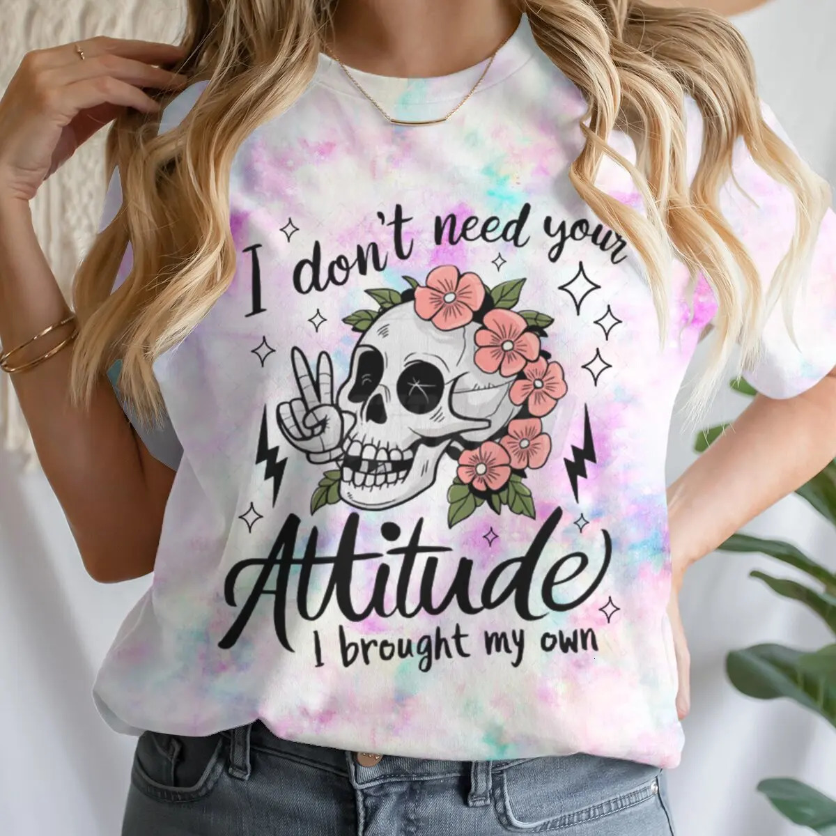 Sarcastic I Dont Need Your Attitude Aesthetic Women Clothes Short Sleeve Women Clothing Fashion Summer T-shirts Tops 250320