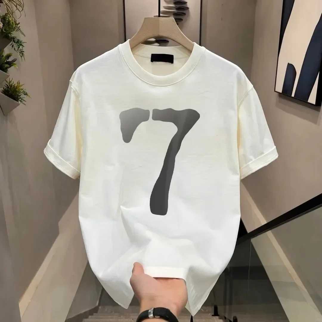High end short sleeved mens fashionable round neck minimalist printed casual top WK001T250319