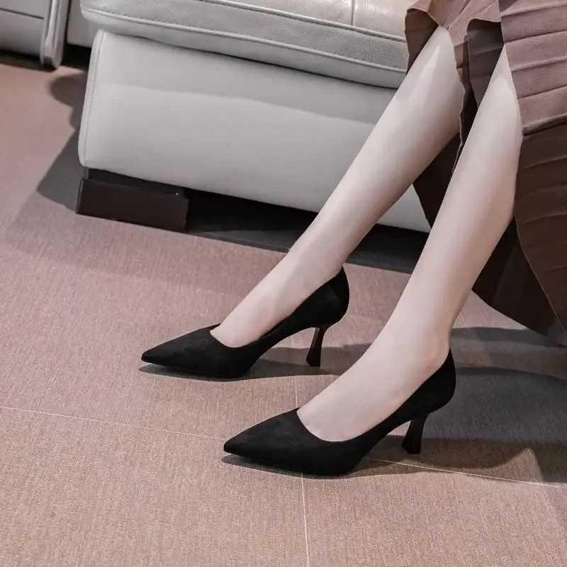 Nude Color Versatile Wens High H French Style 42 Spring/Autumn New Pointed Toe Single Shoes Y250319