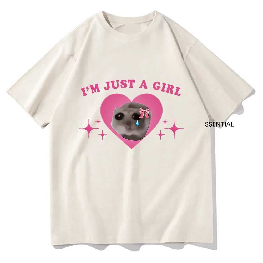 Sad Hamster Meme Im just a girl. T-shirt for men/women Harajuku fashion T-shirt retro unisex streetwear cotton topT250320