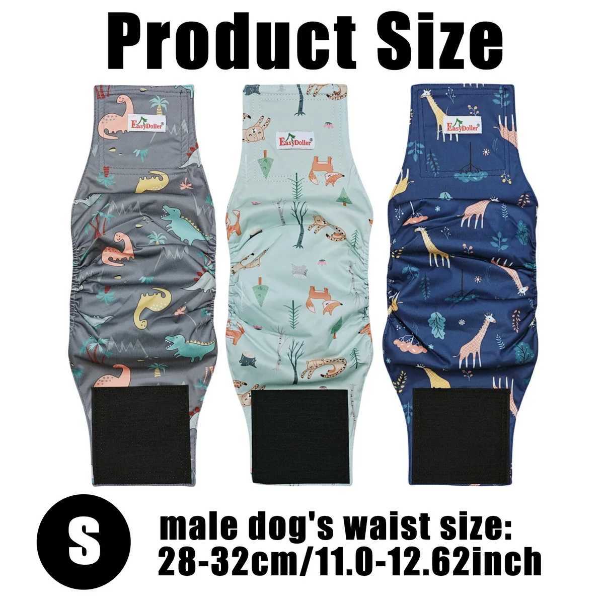 Washable mens dog diapers cute dinosaur pattern pet hygiene underwear reusable nap abdomen packaging diapers leak proof diapers for puppies Y250320