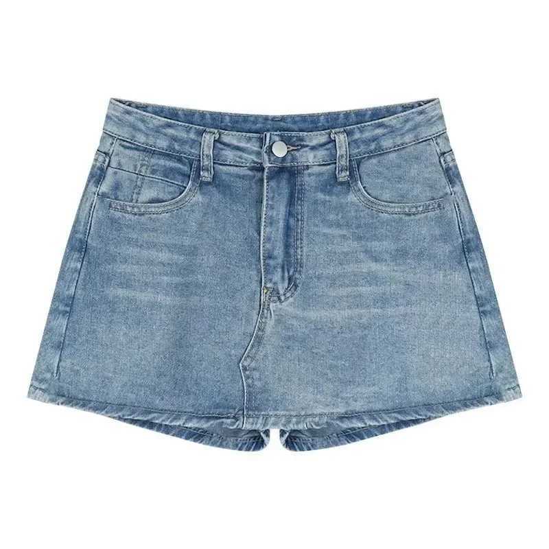 Sweet Spicy Anti-Exposure Denim Skirt Womens Spring 2025 New Hip Covering High-Waisted A-Line Slimming Shorts DressXJ250320
