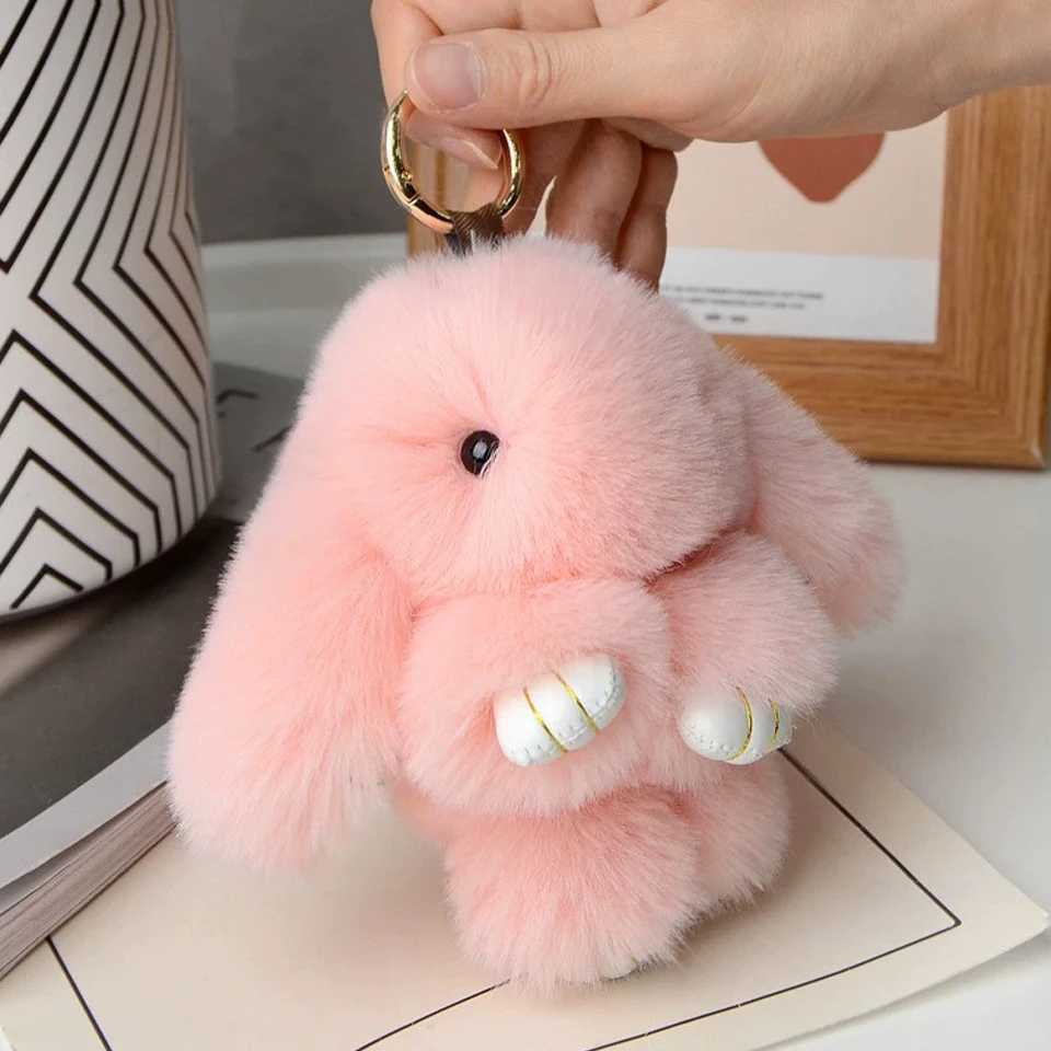 ZAKOL 15cm fluffy rabbit fur fluffy rabbit keychain soft cute rabbit toy keychain bag decorative accessories girl giftXJ250319