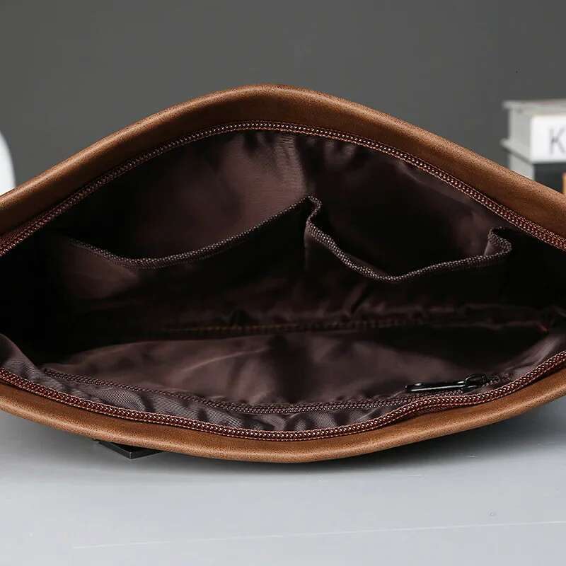 Vintage Handbags Crazy Horse Leather Clutches Men Envelope Bag For IPAD Clutch Male Hand Bags