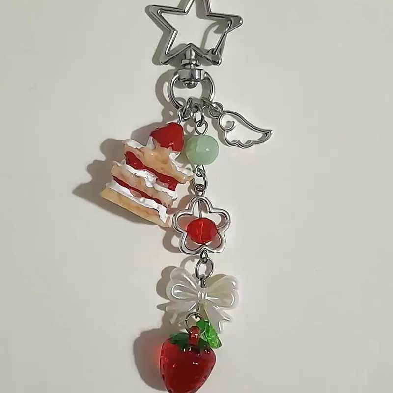 Handmade Strawberry Cake Mobile Charm Food KeychainXJ250319