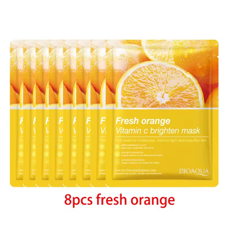 8pcs Face Mask Natural Fruit Plant Moisturizing Oil-Control Blueberry Orange Strawberry Rose Facial Masks Skin Care Cosmetics
