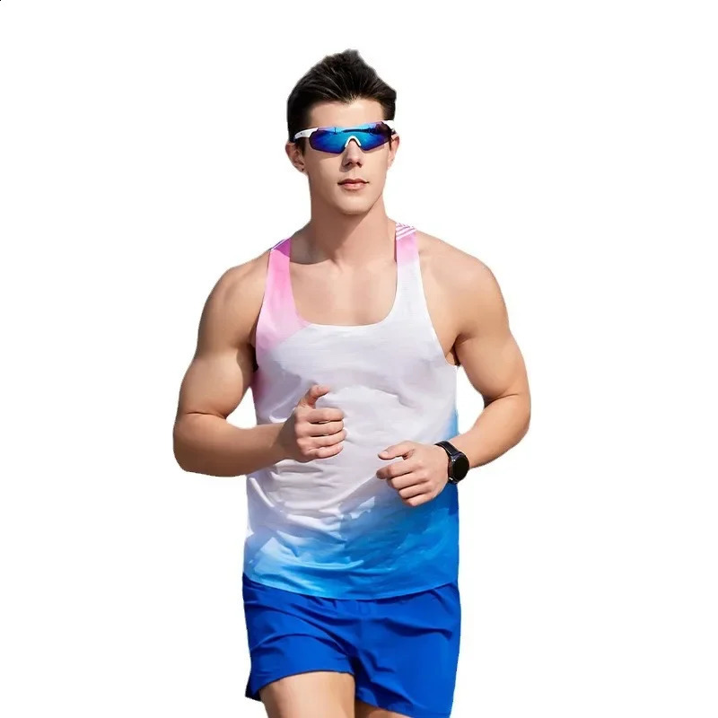 Mens Professional Athletics Marthon Running Tank Top Traning Vest Quick Dry Fitness Shirts Athlete Gym Summer Sports Jogging 250319