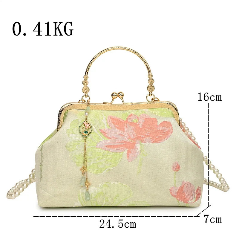 Fashion Silk Bag Tote Shoulder Crossbody Chain Women Handbag Embroidery Chinese Cheongsam Female Daily use Purse 250319
