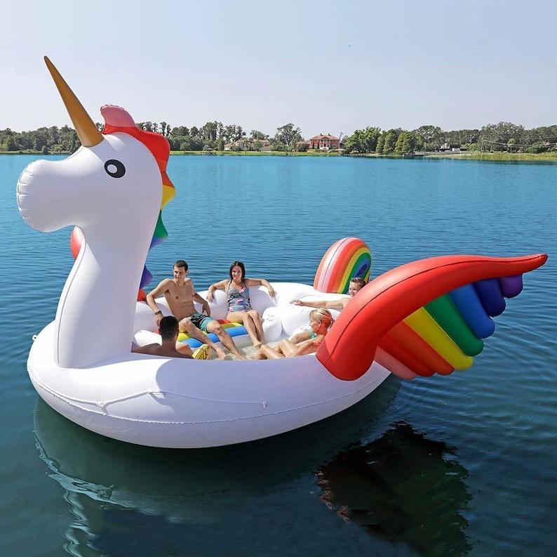 6 Person Giant Iatable Flamingo Pool At Swimming Island Unicorn Ating Boat Adult Beach Party Water Toys Air Mattresses Ocean Ship Fy1306 0320