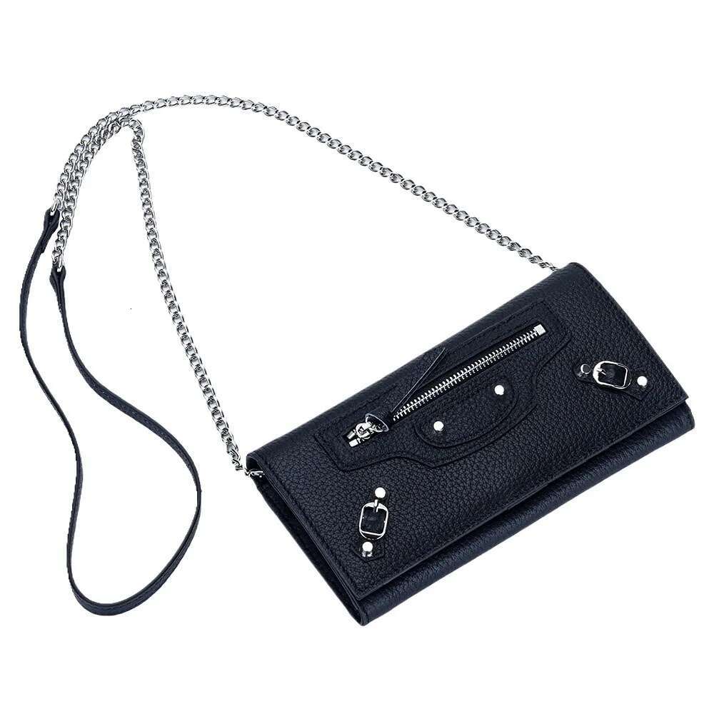 2024 Mini Shoulder Genuine Leather Women Crossbody Bags Eent Cowhide Rivets Motorcycle Bag Chain Small Handbag Purse