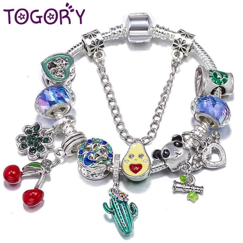 Fashion New Trendy Brand Charm Bracelets Fits Cactus Avocado Beads Bracelet Bangles For Women Kids Bijoux Pulseras Jewelry Gift