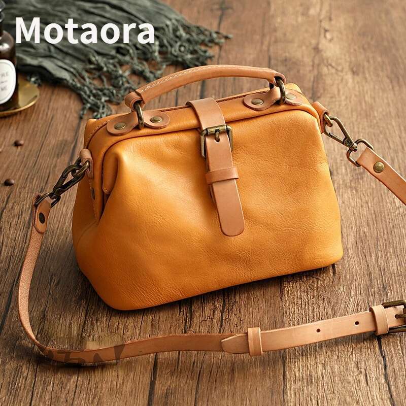MOTAORA Vintage Soft Cowhide Handbag For Women Genuine Shoulder Bag Retro Crossbody Purse Ladies Casual Leather Tote