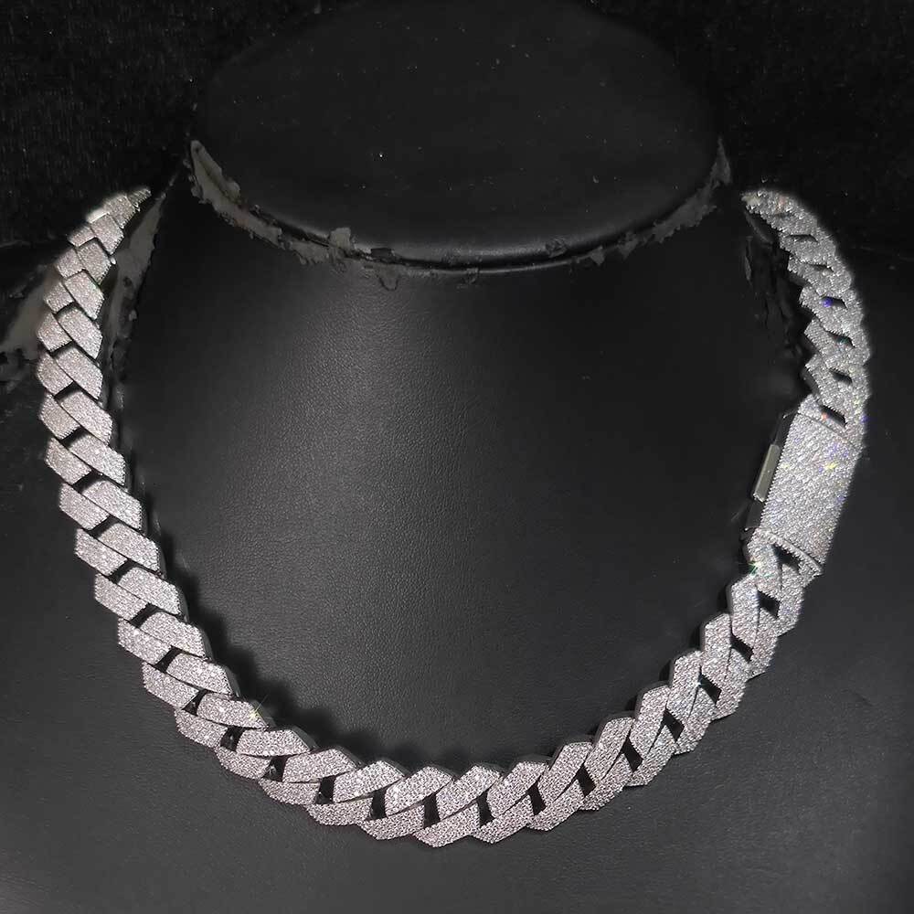 Hip Hop Jewelry 15mm 4 Rows Cuban Chain Necklace White Gold Plated Iced Out Cz Prong Necklace Diamond Cuban Link Chain For Men