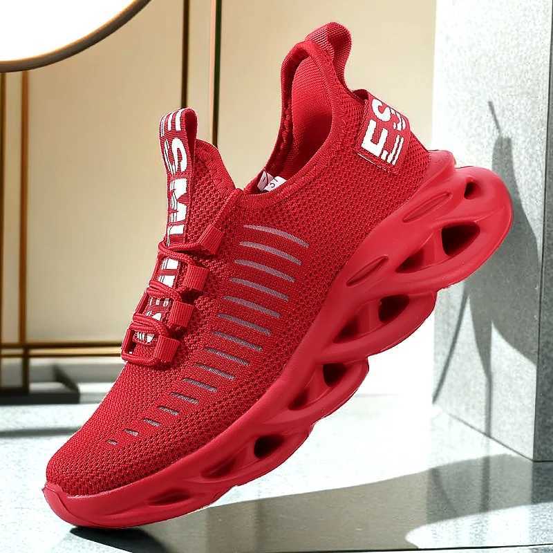 Lightweight mens running shoes comfortable breathable knitted shock-absorbing non slip sole womens outdoor running shoesW250320
