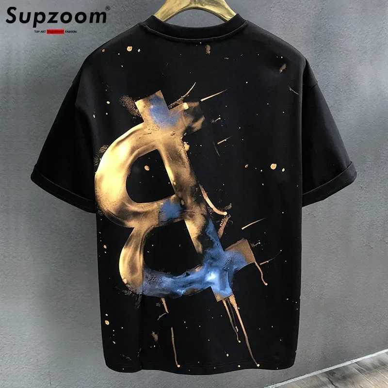 Supzoom New Arrives Summer High Street Splash Ink Printed Neutral O-Neck Casual Cotton Loose Mens T-shirtT250319