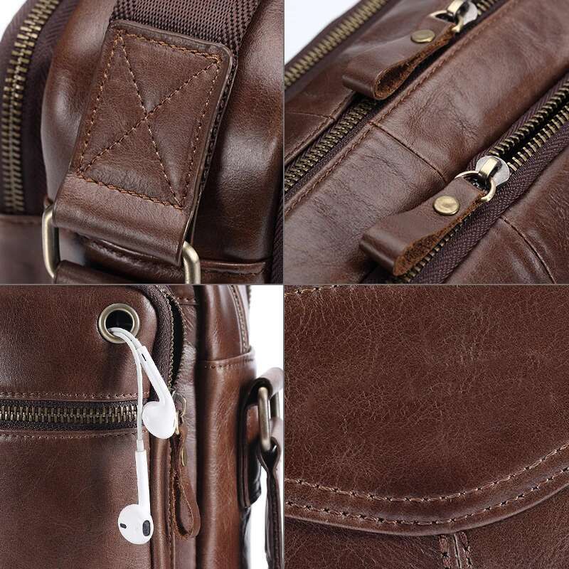 New 2024 Genuine Shoulder Casual Leather Men's Pad Messenger Male Business Crossbody Bag Hot Handbag for Men