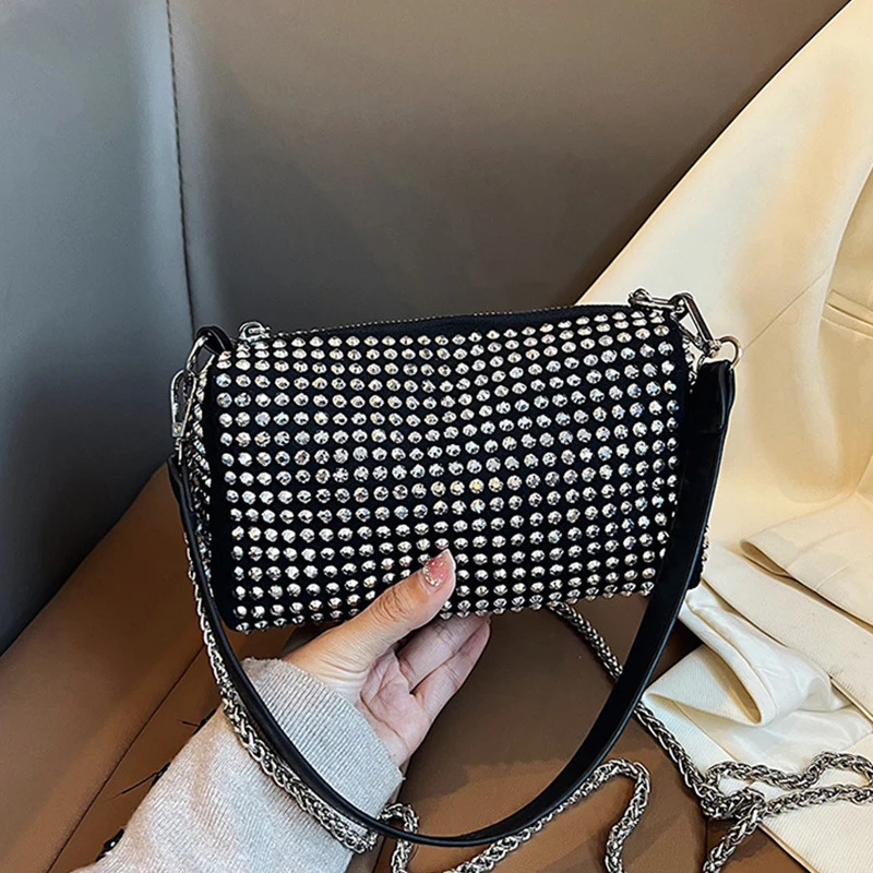 Diamond Deluxe Evening Bag for Women Cylindrical Diamond Cross Body Bag Party Fashion Handbag Shoulder Bag 250318
