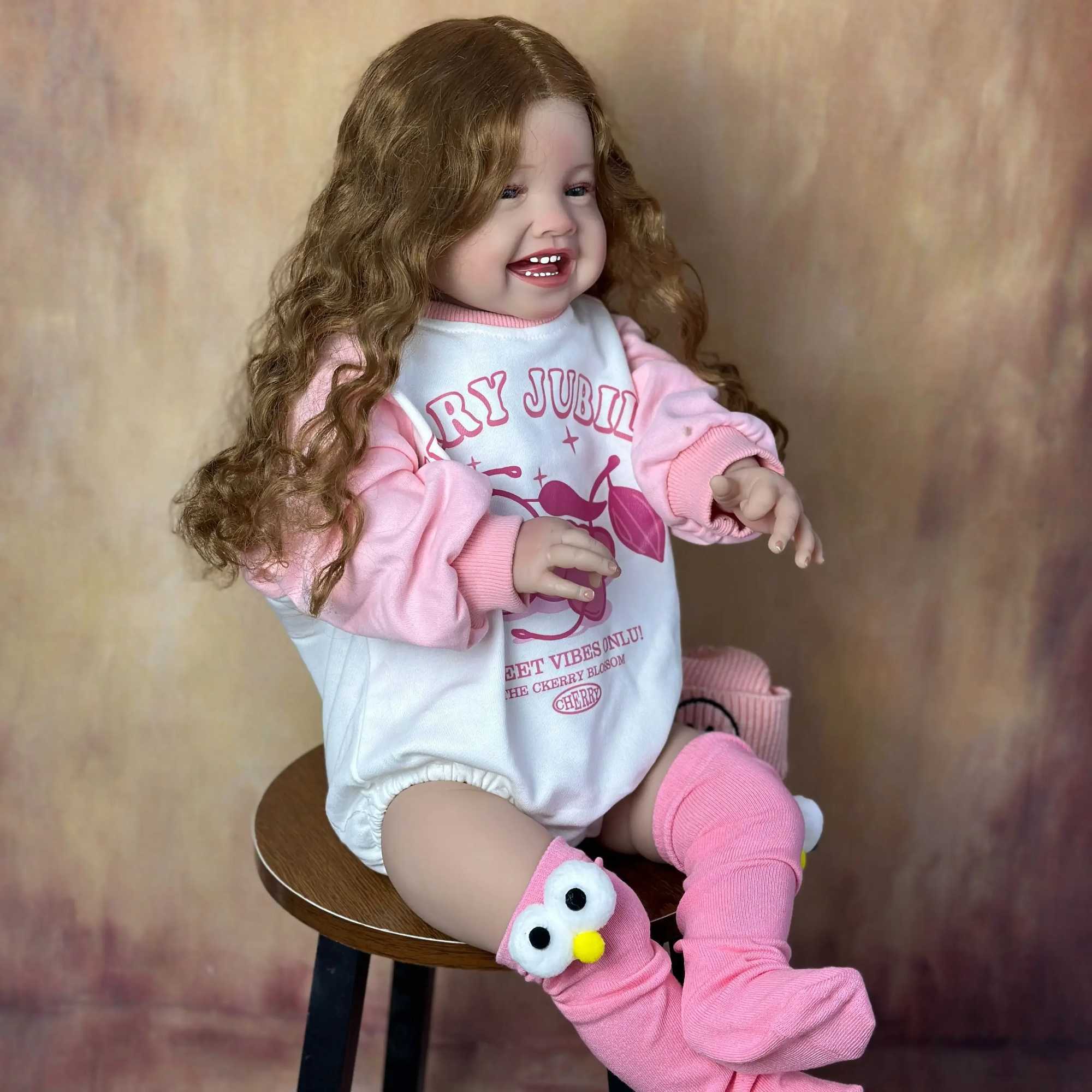 BZDOLL Lifelike 60cm 24 inch Soft Silicone Reborn Smile Baby Doll Handmade Dress up Toy Cute Childrens Christmas Gift W250320