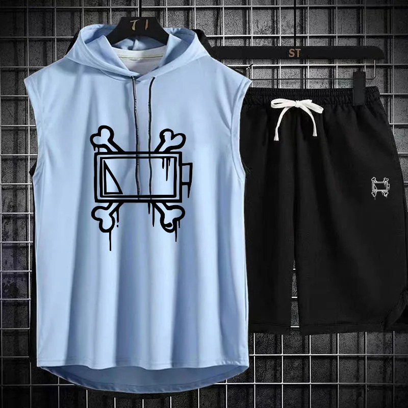 Men track suit summer sportswear two-piece t-shirt shorts tracksuit jogging mens sports suit fitness clothes exercise suit 250319