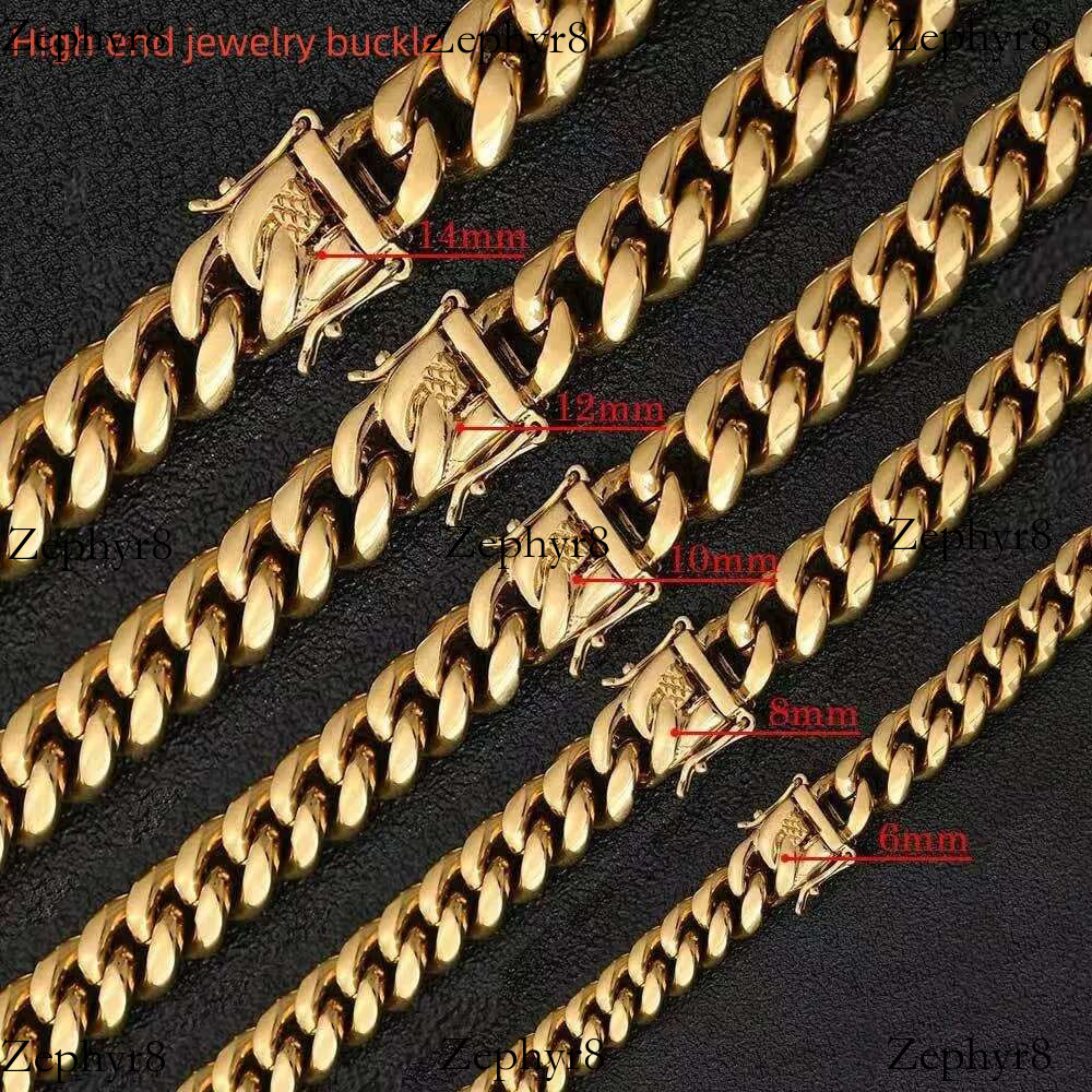 Fashion designer hip Hop Cuban vintage Miami round mill high density titanium steel chain