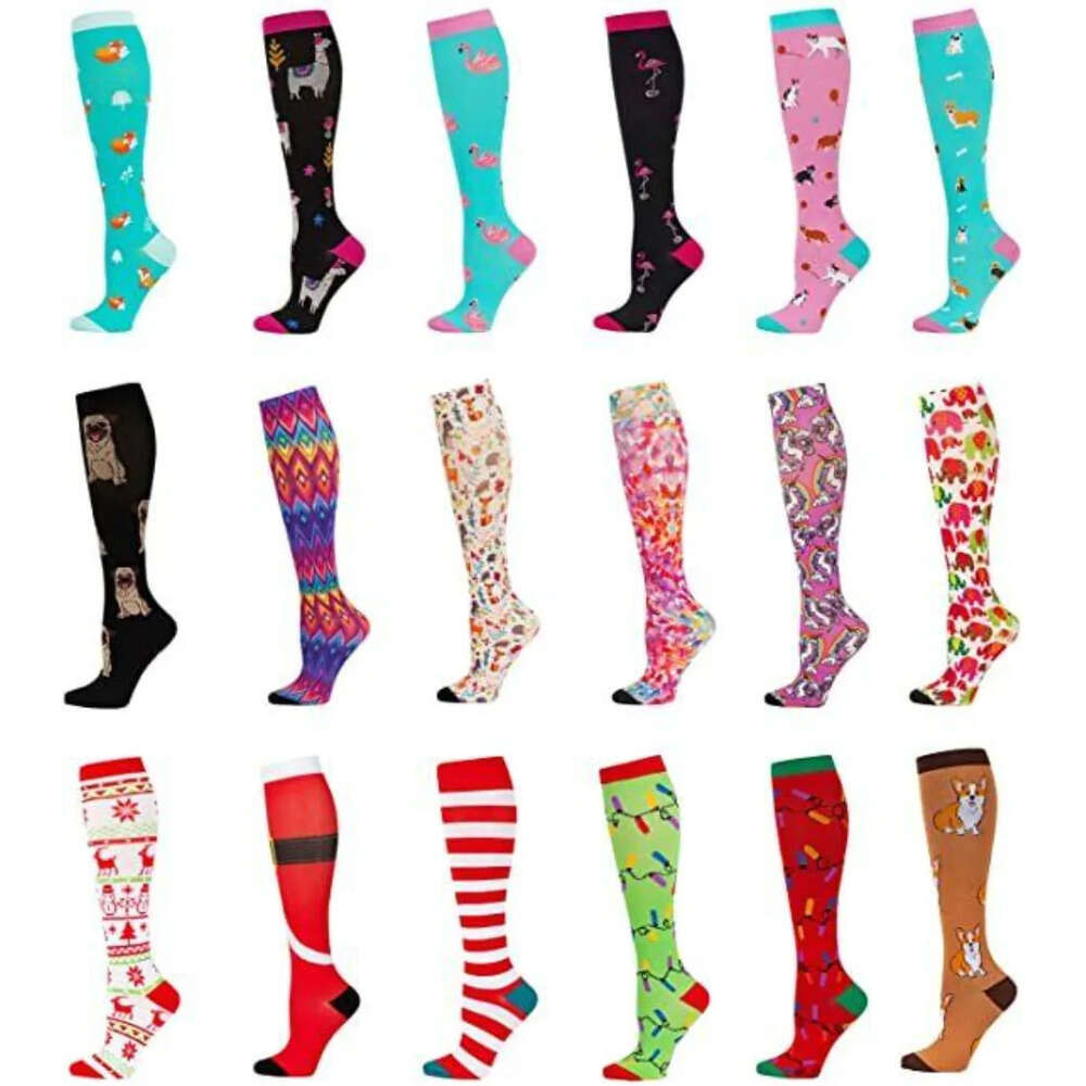 Party Favor Compression Socks Women & Men Best For Running Athletic Crossfit Flight Travel Nurses Outdoor Cycg Long Pressure Stockings P1123