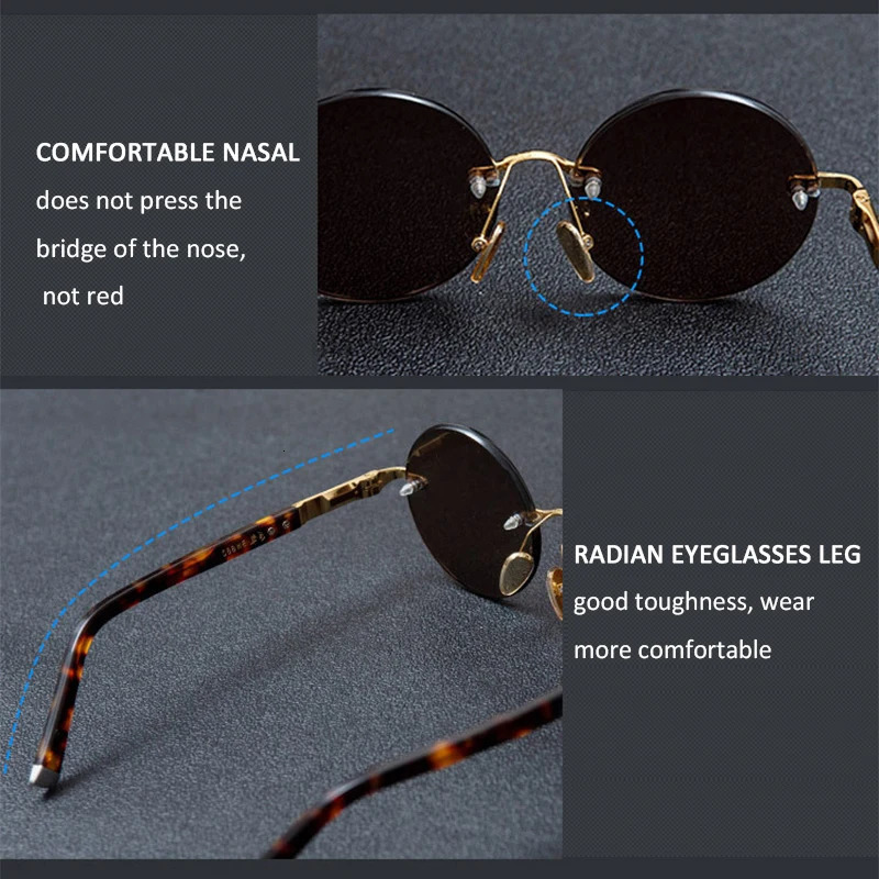 Natural Crystal Stone Sun Glasses Man Round Rimless Glass Sunglasses Woman Brown Mineral Lens Acetate Frame Anti Scratch 250318