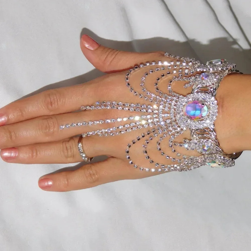 Stonefans Crystal Tassel Arm Chain Bracelet Bridal Hand Accessories Boho Bling Rhinestone Bangle Anklet Dress Jewelry 250320