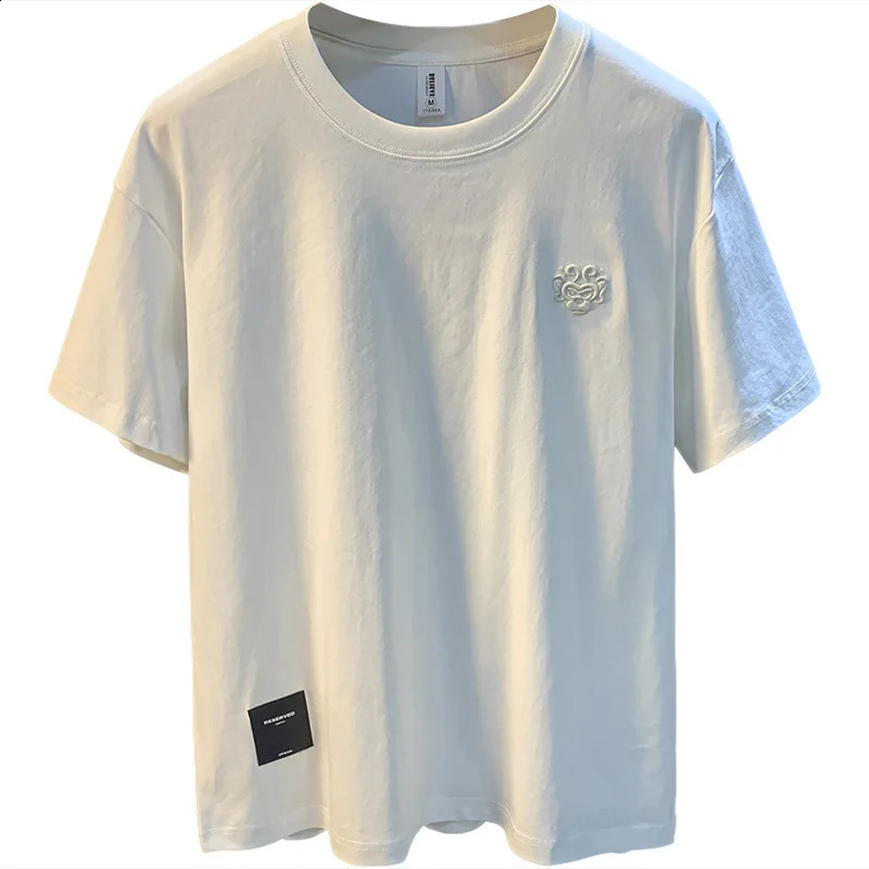 Elastic breathable short sleeved mens T-shirt summer trend loose round neck casual top 250317
