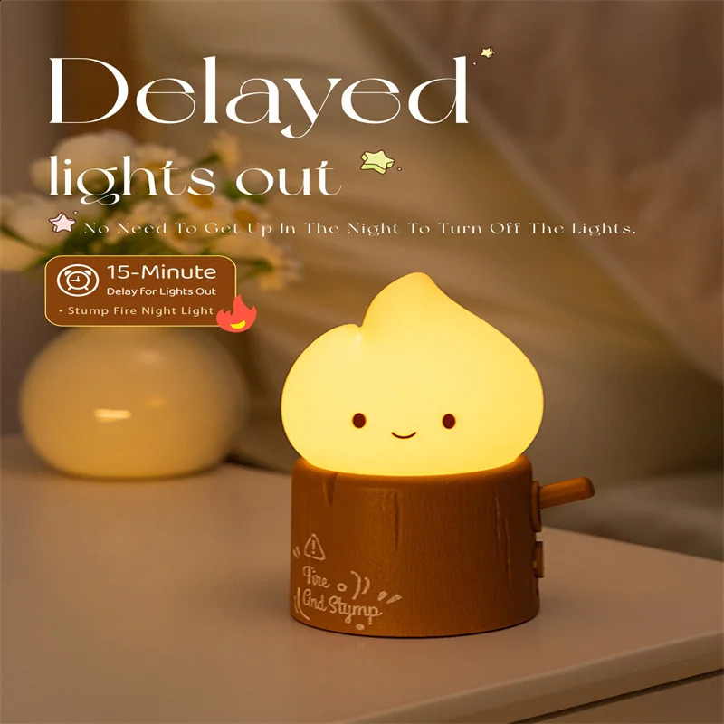 Flameless Candles Night Light Cute Kerosene Sleeping Nightlights Dimmable 2 Lighting Modes Bedside Lamp For Kid Bedroom 250319