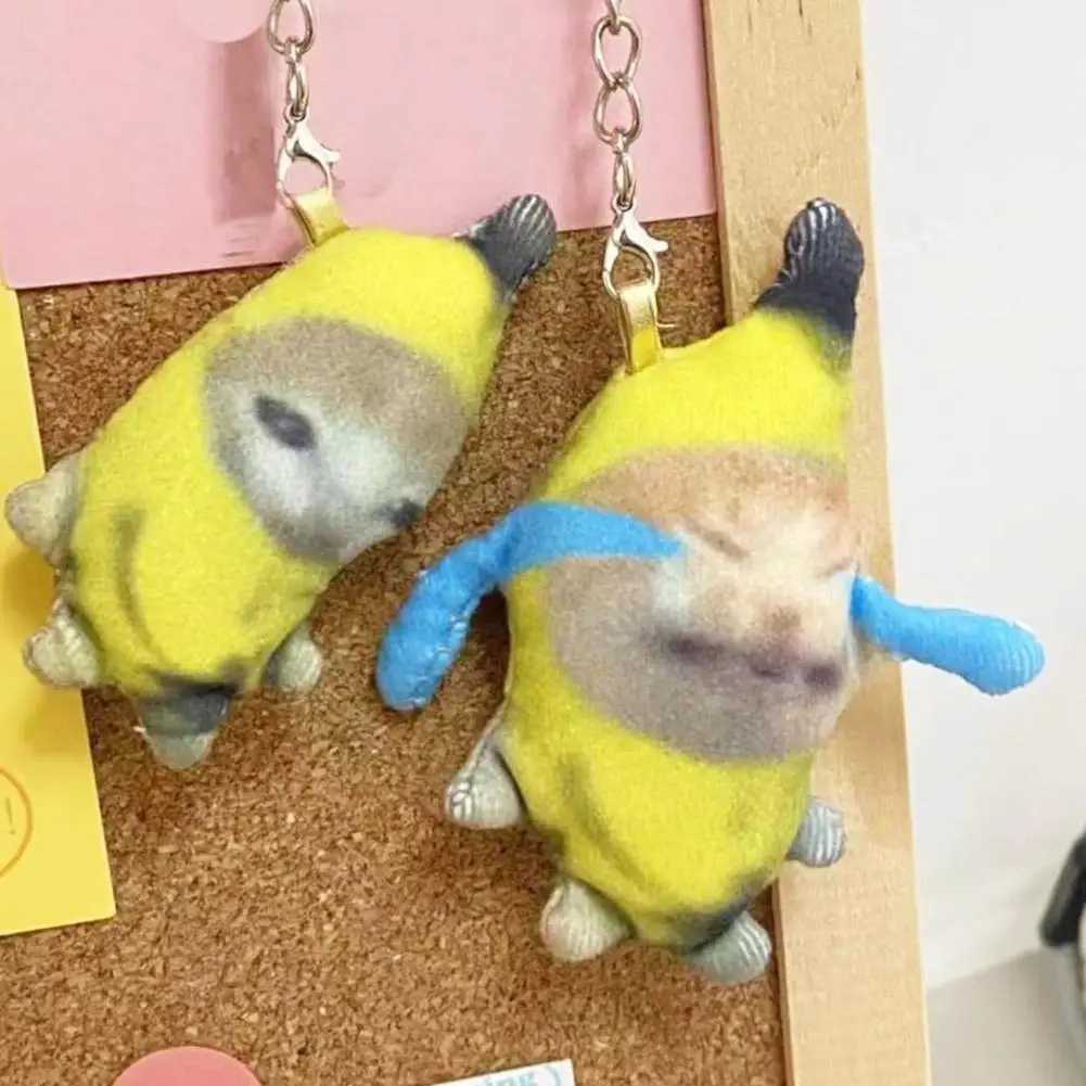 Banana Cat Plush Toy Banana Cat Crying Meme Banana Cat Keychain Cat In Banana Doll Happy Gift Kids Cartoon Dolls KeychainsXJ250319