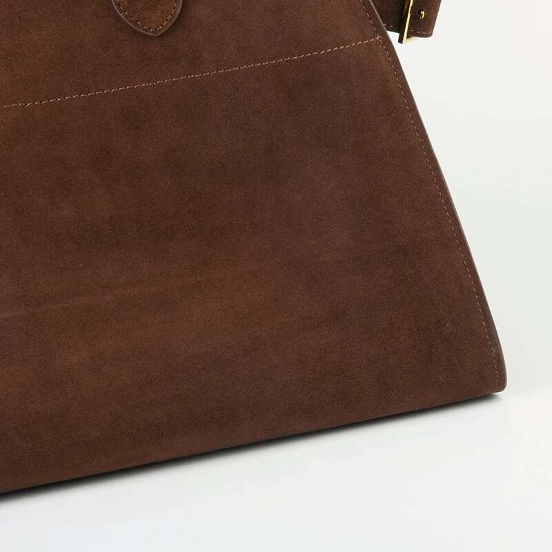 Donna-In Natural Suede Handbag For Women Nubuck Cow Leather Large Capacity Casual Tote Bag Solid Commute