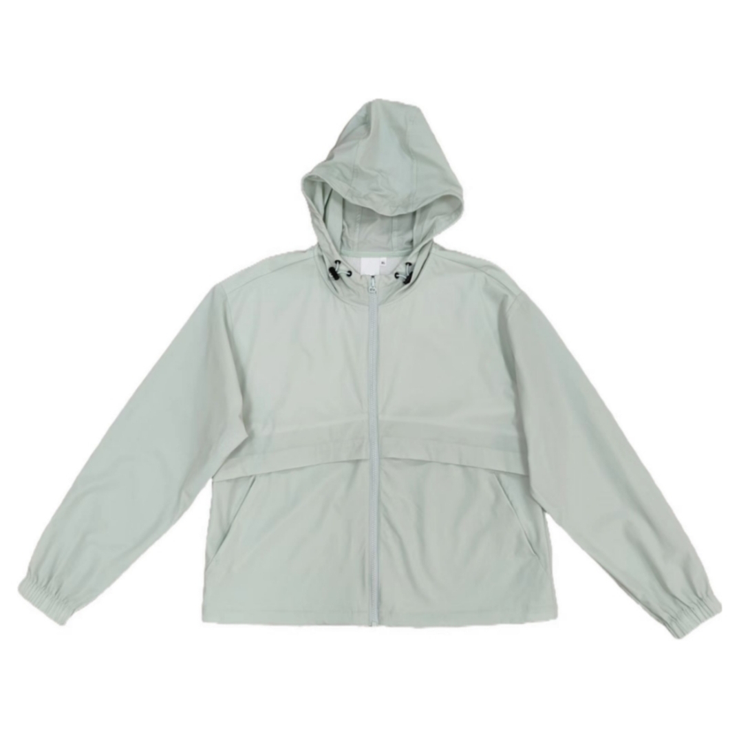Light Green Active Hooded Jacket Lightweight Sports Jacket Panelled Zip Up Running Hoodie Mesh Lining Tracksuits Sweatshirt Loose Gym Clothes