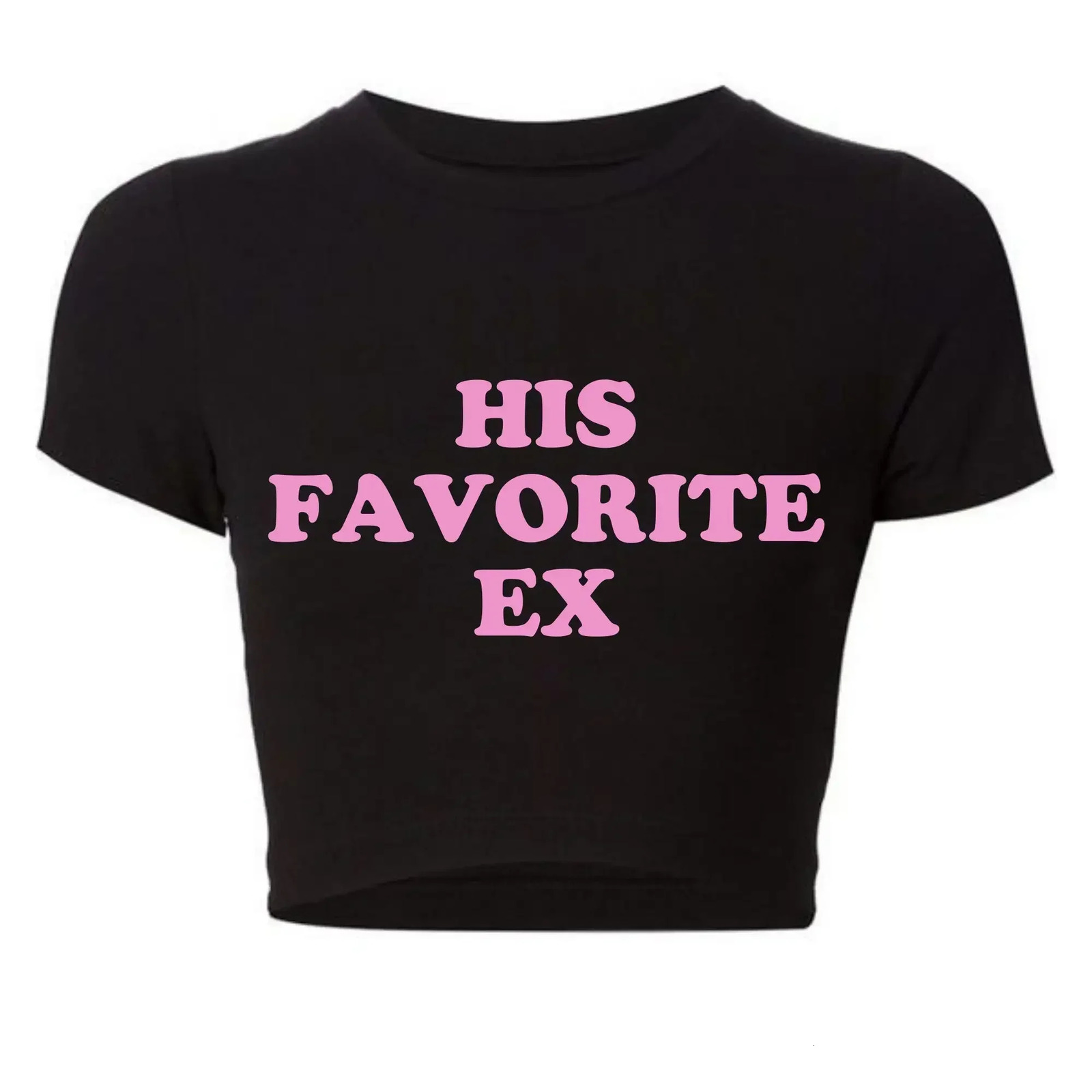 2000s Grunge Goth Clothes Y2k Summer Fashion Crop Top Funny His Favorite Ex friend Women T Shirt Harajuku Kawaii Tee 250320