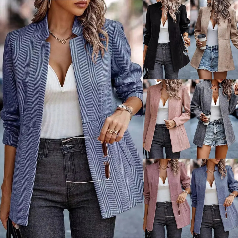 Long sleeved womens set casual cardigan wool sweater polyester jacket Casaco 250314