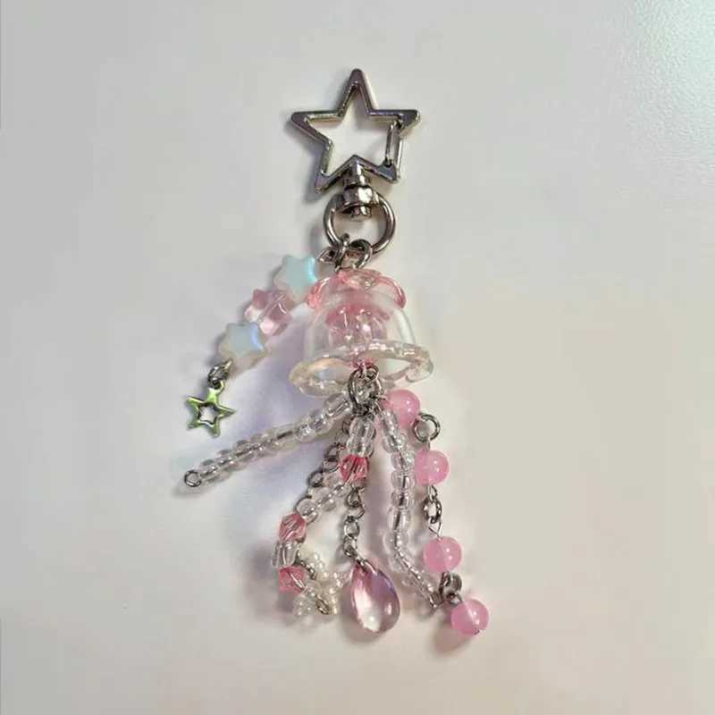 Pink blue matching soft iris jellyfish keychain bead Y2KXJ250319