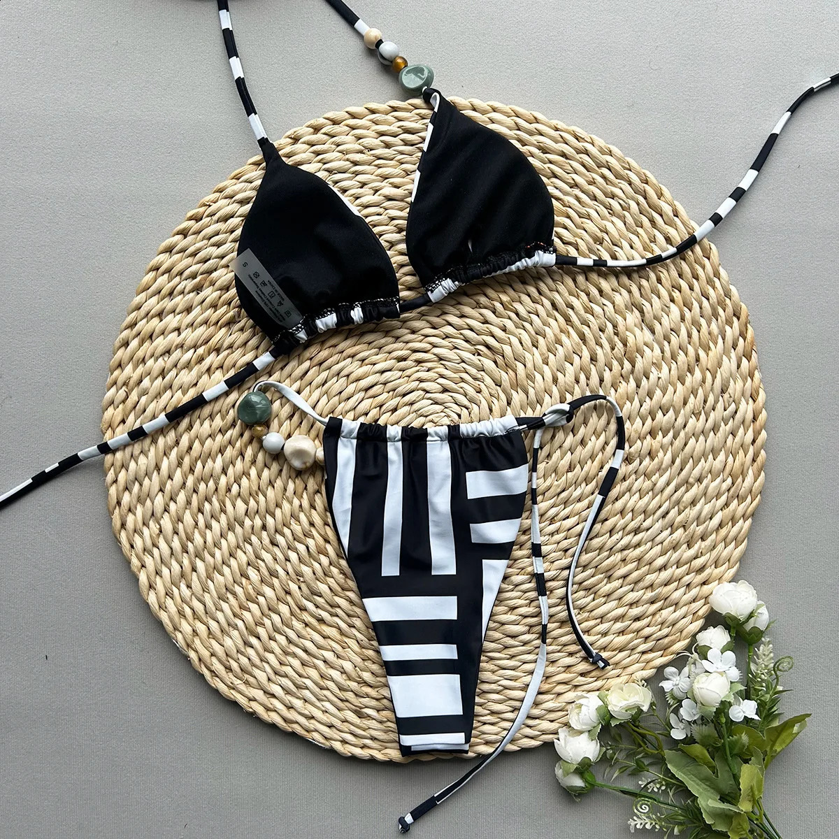 Sexy Striped Bikini Sets Summer Padded Bra and Thong Bathing Suit Womens Swimming Suit Biquinis Two Pieces Suit Beachwear 250319