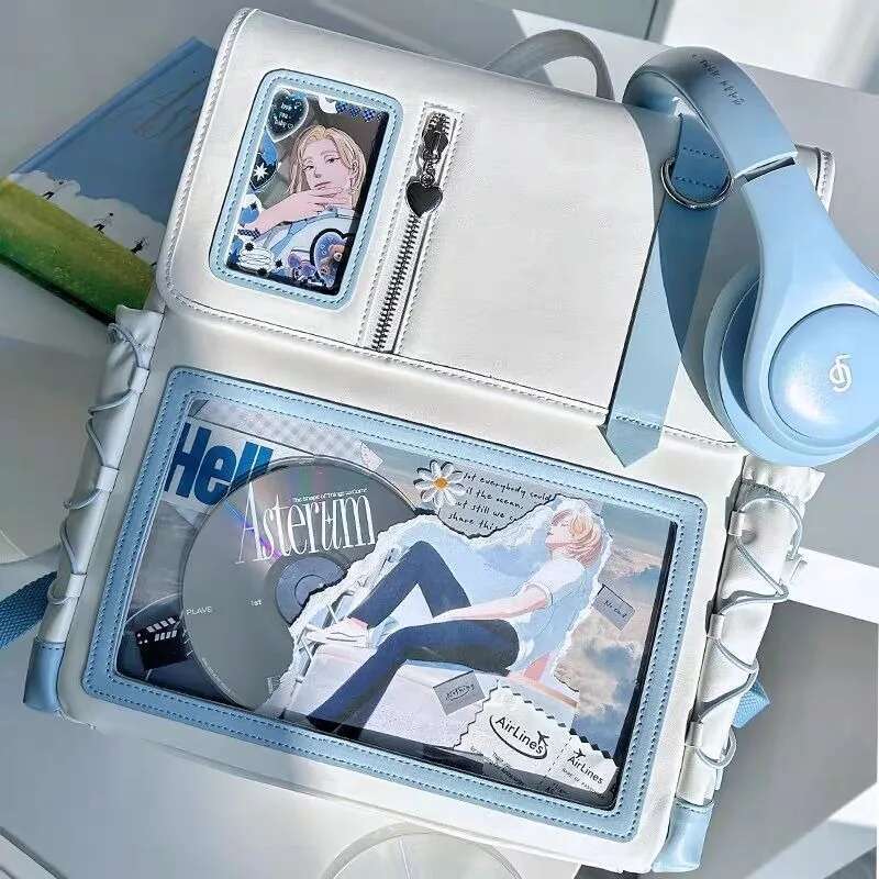 MBTI Y2k Cute Womens Backpack Lolita Jk Transparent Casual College Style Fashion Backpacks Kawaii Contrast Color Aesthetic Bags