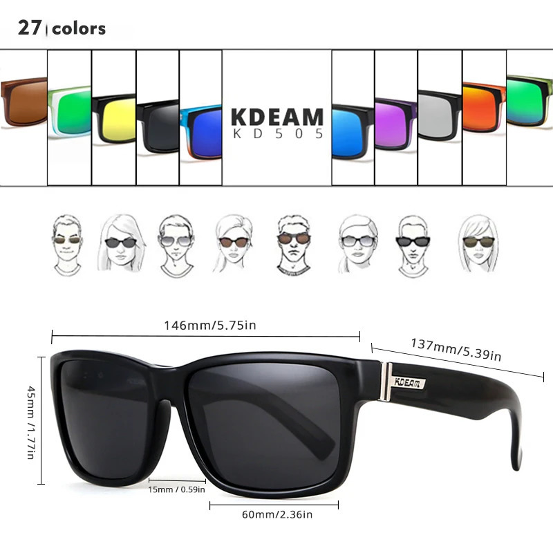 KDEAM Revamp Of Sport Men Sunglasses Polarized Shockingly Colors Sun Glasses Outdoor Driving Pochromic Sunglass With Box 250320
