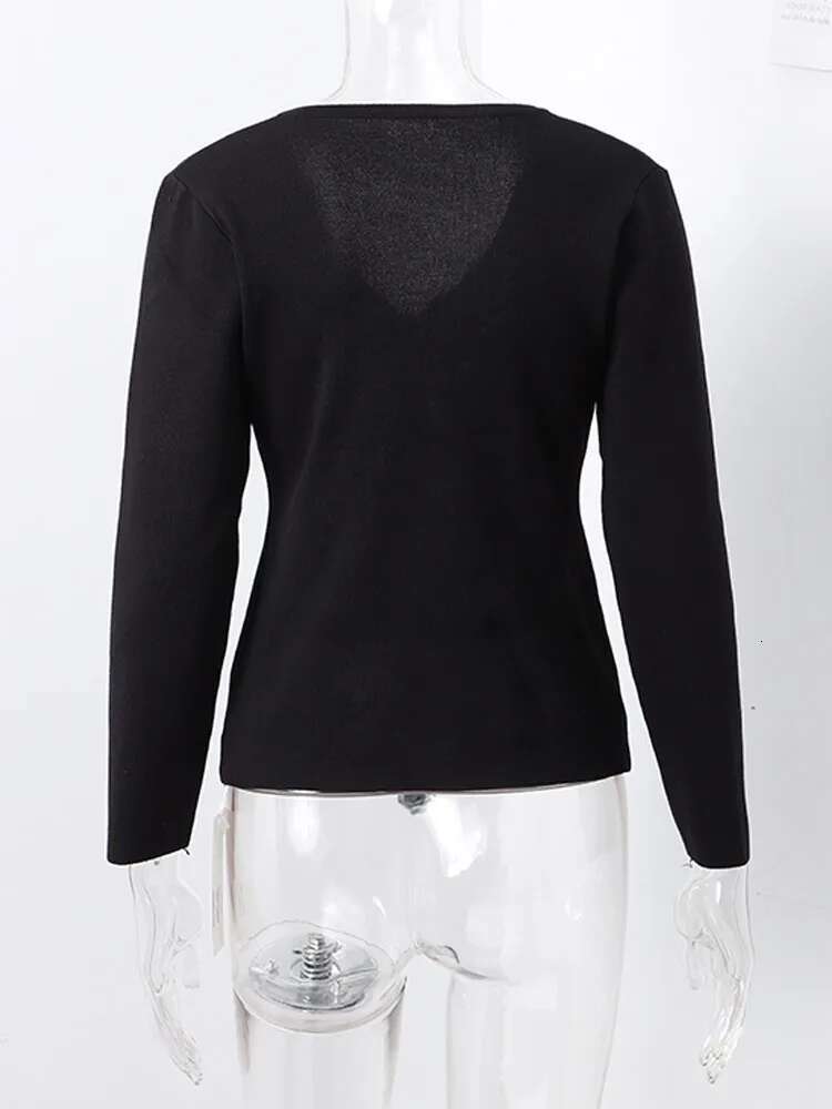 Solid Black Knitted V Neck Cardigan Women Loose Long Sleeve Single Breasted Sweater Coat 2024 Autumn Fashion Elegant Knitwear