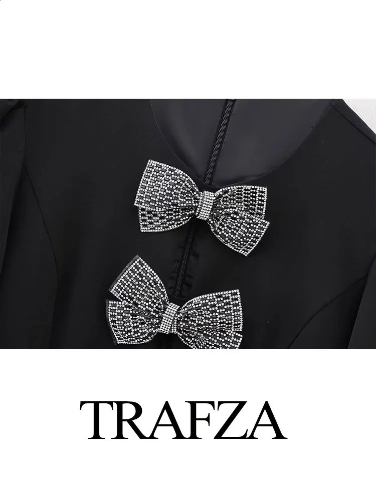 TRAFZA Summer Womens Slim Party Dress Chic Bow Hollow Zipper Decoration Elegant Womens Short Mini Skirt Streetwear 250314
