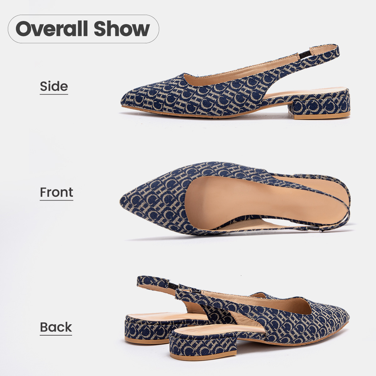 Designer CHCH Letter Printed Fashionable New Product Women's Casual Single Shoes With Low Heels For Comfortable Office Use