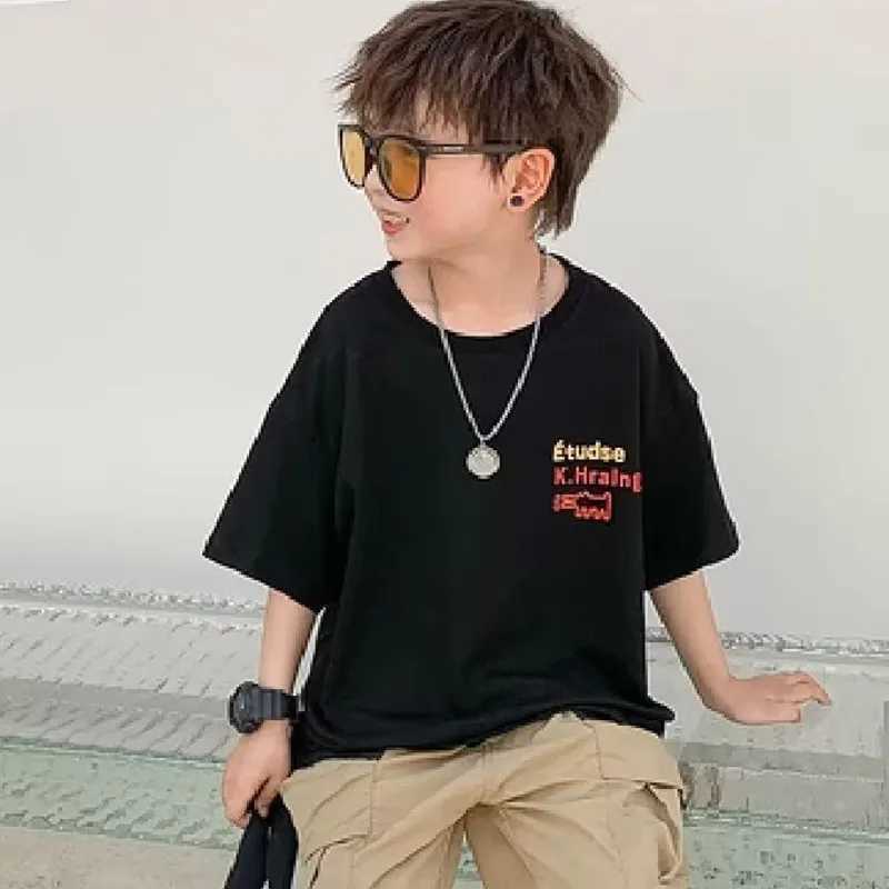 Trendy Childrens Summer Thin casual T-shirt Big Childrens Half sleeve Top New Boys T-shirt short sleevedT250320