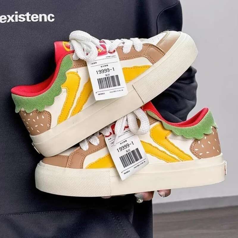2025 With Box Designer shoes sneakers Korean style hamburger printed shoes