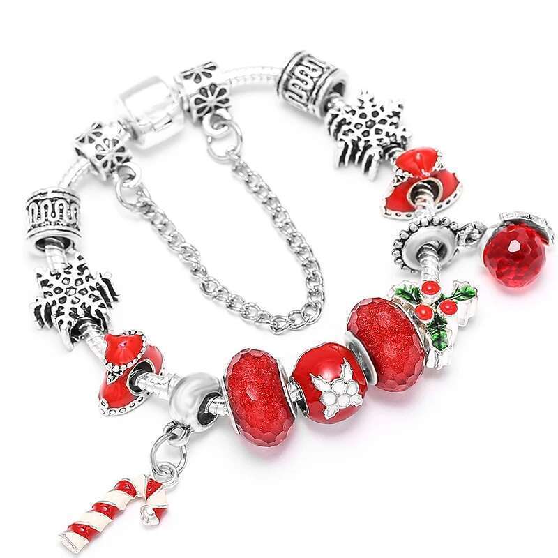 2024 Trendy Santa Scepter Pendant Charm Bracelets With Christmas Tree Beads Bracelets For Women Kids Xmas Jewelry Special Offer