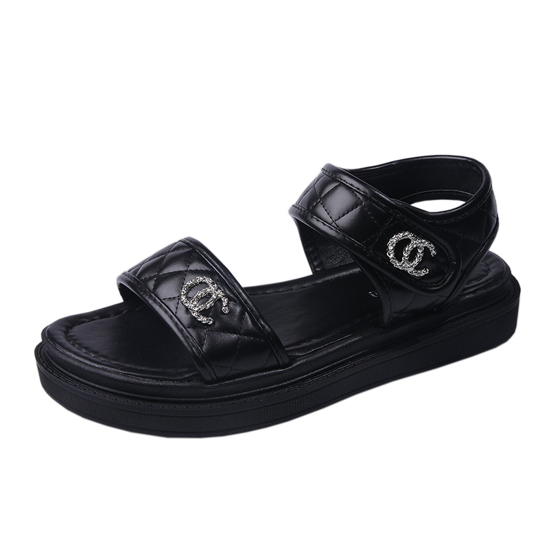 Designer Slippers free Shipping Sandals thick soled slippers single line casual sandals External penetration Women Velcro sports sandals