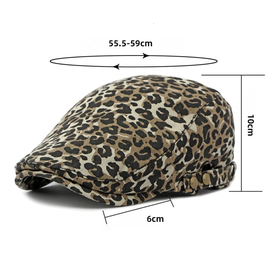 Fashion YK2 Style sboy Caps Retro Leopard Print Flat Peaked Cap Women Painter Beret Hats 250320