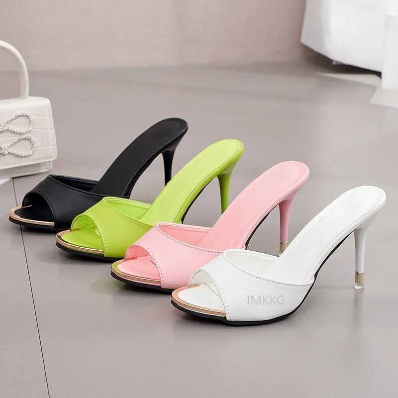 2021 Sexy Summer Thin High Heels Sandals Lady Pumps ics Slip On Shoes Women White Pink Wedding Party ShoesC250319
