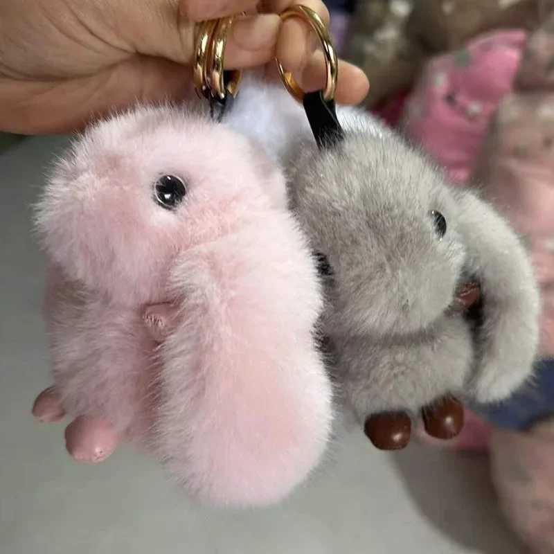 Rabbit stuffed animal plush toy rabbit fur keychain canopy soft fuzzy accessories fur keychain cute rabbit keychainXJ250319