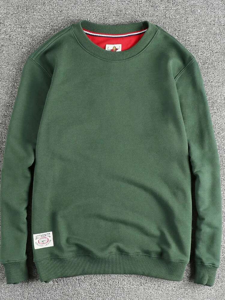 Autumn New American Retro 320G Long Sleeve O-Neck Solid Color Sweatshirts Men's Fashion Washed Terry Pullover Casual Sportwear