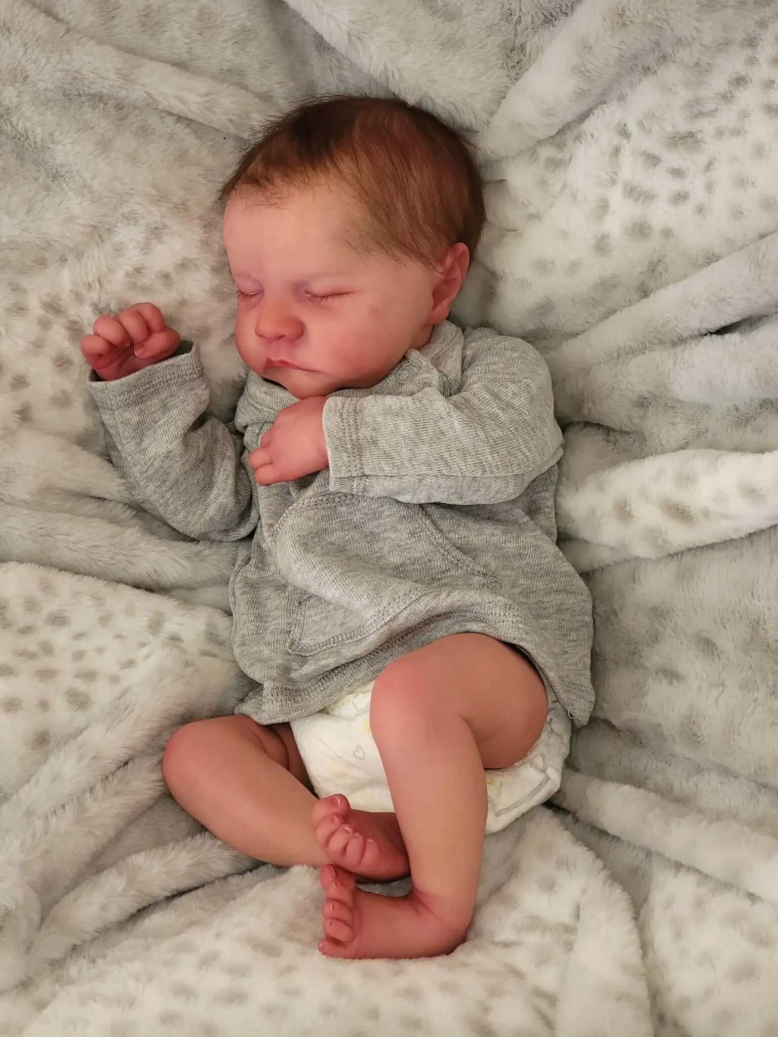 NPK 19 inch silicone vinyl regenerated doll Levi newborn baby size boy doll 3D skin high-quality gift W250320